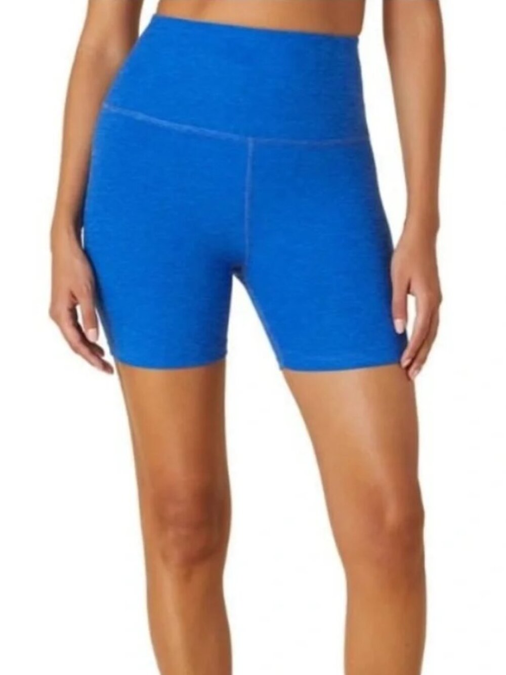 Beyond Yoga Keep Pace High Waist Bike Shorts Small Spacedye Cobalt Blue Running